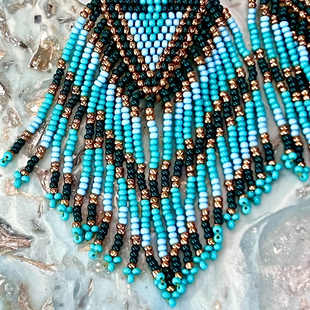 πΊπHPππΊ NWT Anthropologie Deepa Beaded Fringe Chandeliers - Picture 10 of 16